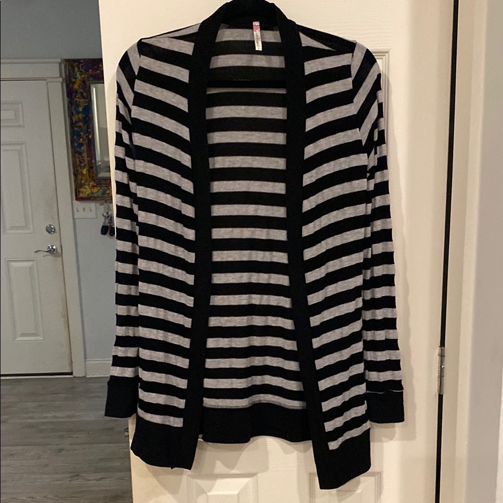 Striped Black and Gray Cardigan